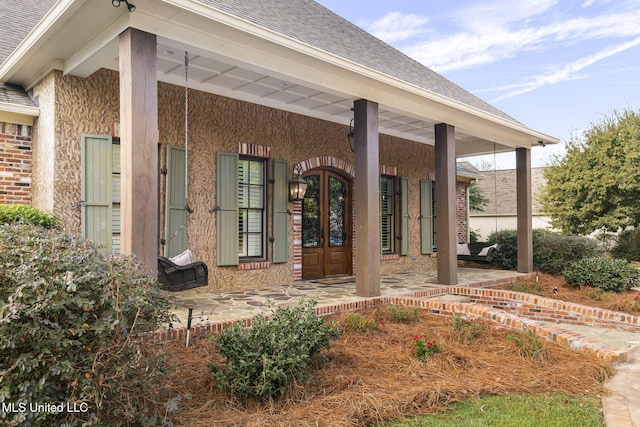 exterior space featuring covered porch