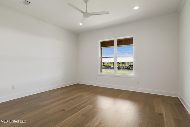 101 Harbour Lndg, Madison, MS 39110 - unfurnished room featuring crown molding, dark wood finished floors, ceiling fan, baseboards, and recessed lighting