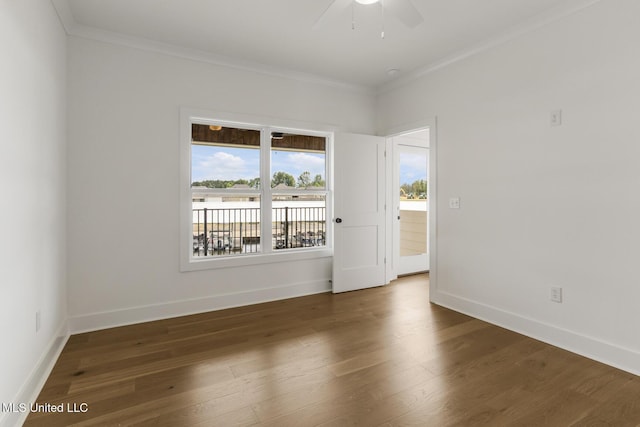 101 Harbour Lndg, Madison, MS 39110 - empty room featuring ornamental molding, a ceiling fan, plenty of natural light, and wood finished floors