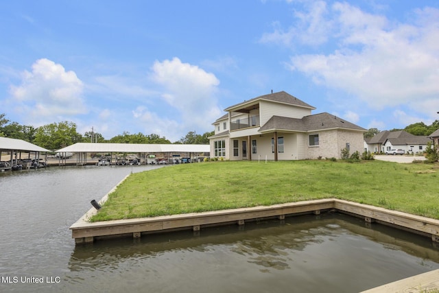 101 Harbour Lndg, Madison, MS 39110 - dock featuring a water view, a yard, and a balcony