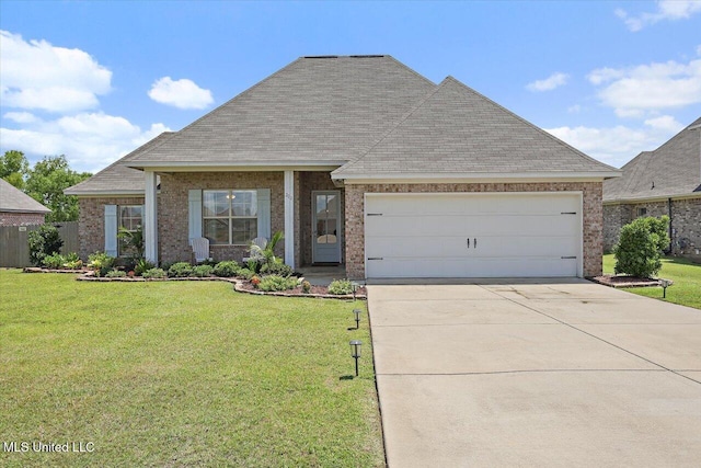 200 Falls Xing, Madison, MS 39110 - view of front of property with a garage, a shingled roof, a front lawn, and brick siding