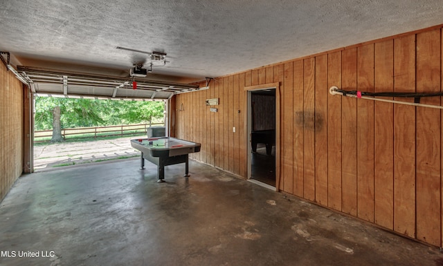 garage with wooden walls