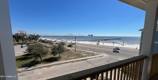 property view of water featuring a view of the beach