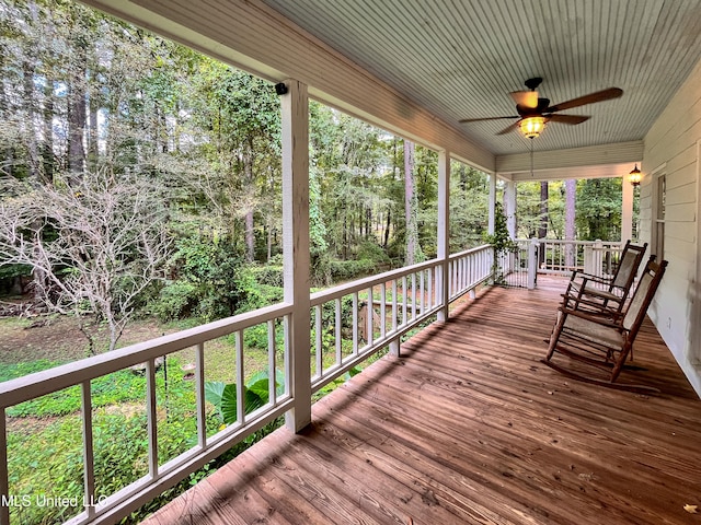 deck featuring ceiling fan