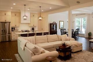 691 Apona St, Diamondhead, MS 39525 - living area featuring recessed lighting and dark wood finished floors