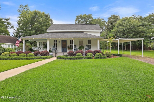 322 NW 2nd Ave, Magee, MS 39111 - farmhouse-style home with covered porch, a carport, and a front lawn