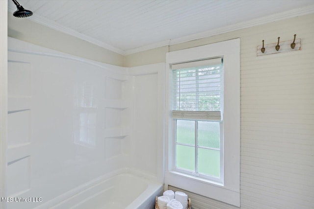322 NW 2nd Ave, Magee, MS 39111 - full bathroom with bathing tub / shower combination, plenty of natural light, and ornamental molding