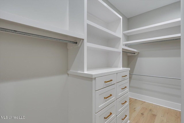 walk in closet featuring light hardwood / wood-style floors