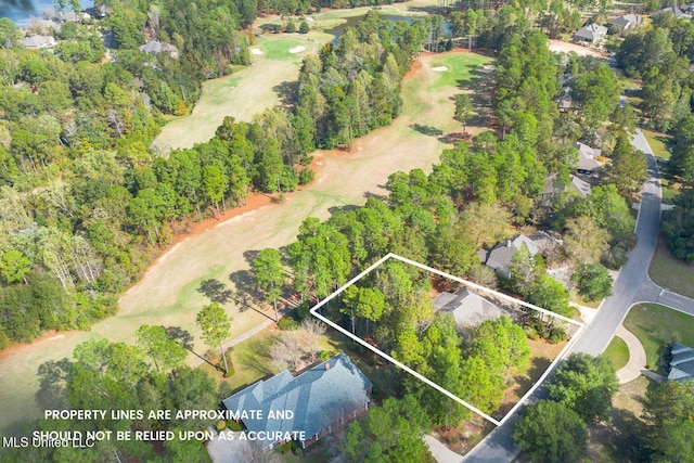 54 Saint Annes Dr, Hattiesburg, MS 39401 - aerial perspective of suburban area with a local golf course and property parcel outlined