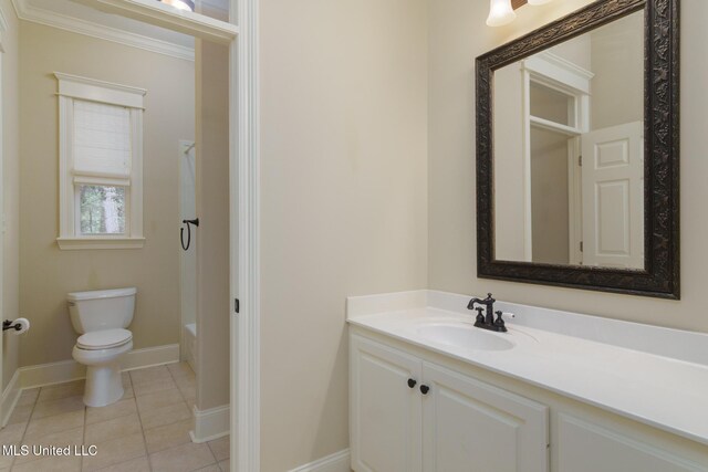 54 Saint Annes Dr, Hattiesburg, MS 39401 - full bath featuring vanity,  shower combination, tile patterned flooring, and crown molding