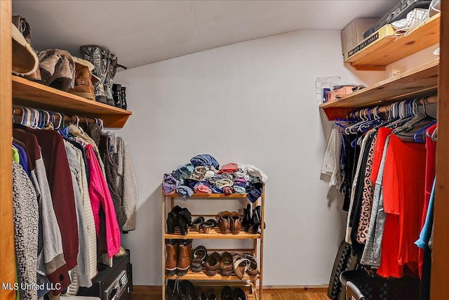 spacious closet with light hardwood / wood-style floors