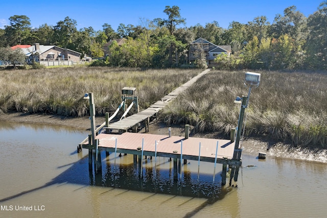 dock area featuring a water view