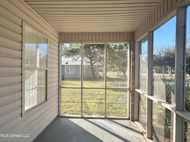 view of unfurnished sunroom