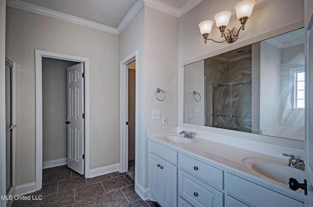 508 Jasmine Ct, Brandon, MS 39047 - full bathroom featuring a sink, double vanity, a stall shower, and baseboards