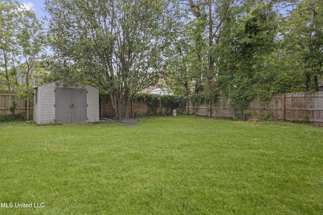 12509 Ponce De Leon Dr, Ocean Springs, MS 39564 - view of yard with a fenced backyard, an outdoor structure, and a shed