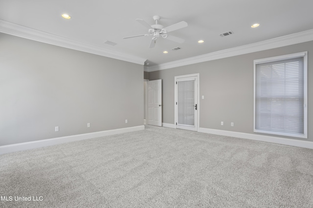 1529 Magnolia St Unit 15, Gulfport, MS 39507 - unfurnished bedroom with ornamental molding, recessed lighting, light carpet, baseboards, and ceiling fan