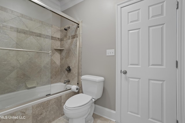 1529 Magnolia St Unit 15, Gulfport, MS 39507 - full bathroom with tiled shower / bath, toilet, ornamental molding, baseboards, and tile patterned flooring