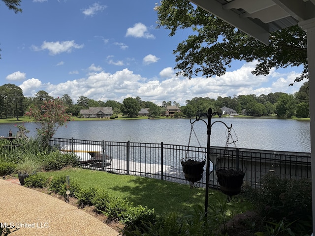 water view featuring fence