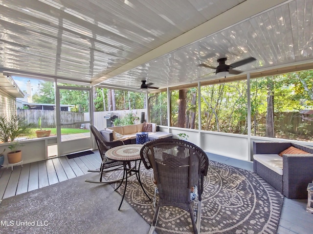 881 Brentwood Dr, Biloxi, MS 39532 - sunroom with an outdoor living space and a ceiling fan