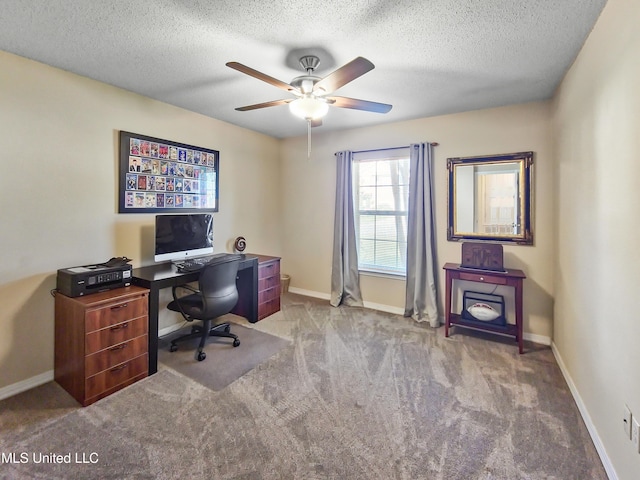 881 Brentwood Dr, Biloxi, MS 39532 - carpeted office with a ceiling fan and a textured ceiling