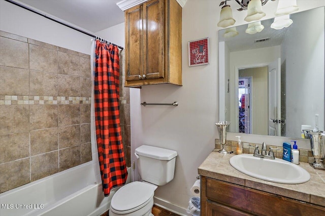 6 Laurie Cv, Byram, MS 39272 - bathroom featuring toilet, shower / bathtub combination with curtain, and vanity
