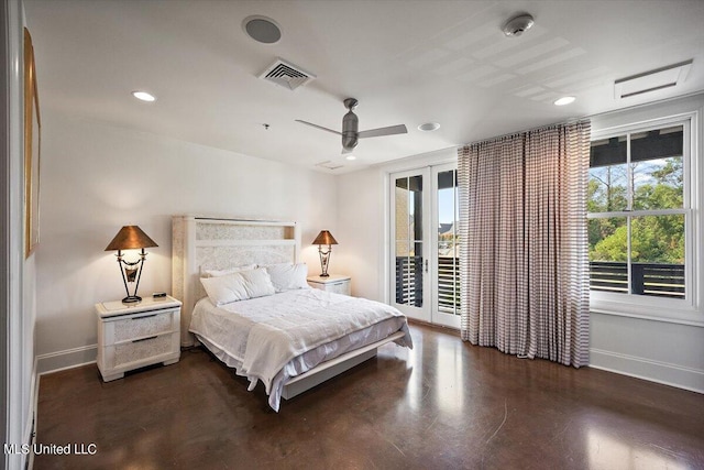 145 Republic St Unit 331, Madison, MS 39110 - bedroom with baseboards, access to exterior, recessed lighting, a ceiling fan, and finished concrete floors