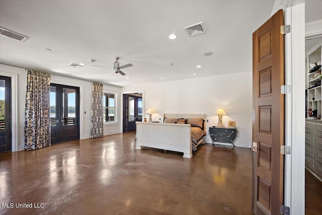 145 Republic St Unit 331, Madison, MS 39110 - bedroom featuring access to exterior, concrete flooring, recessed lighting, french doors, and ceiling fan
