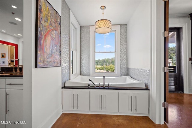 145 Republic St Unit 331, Madison, MS 39110 - full bathroom featuring recessed lighting, concrete flooring, vanity, a bath, and baseboards