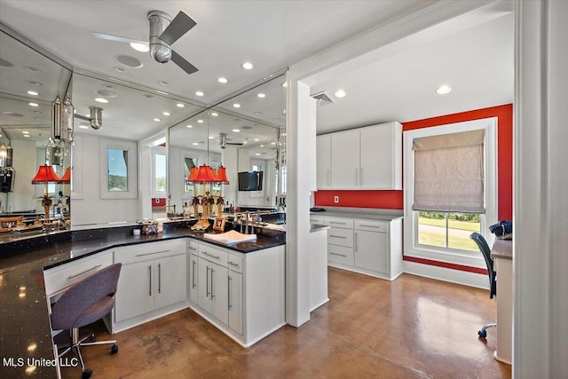145 Republic St Unit 331, Madison, MS 39110 - bathroom featuring finished concrete flooring, ceiling fan, and recessed lighting