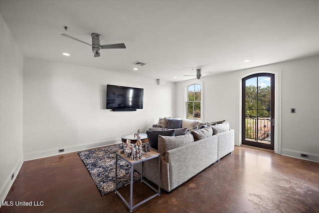 145 Republic St Unit 331, Madison, MS 39110 - living room with a ceiling fan, baseboards, and recessed lighting