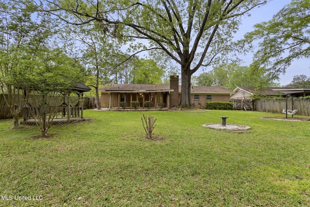 view of yard with a fenced backyard