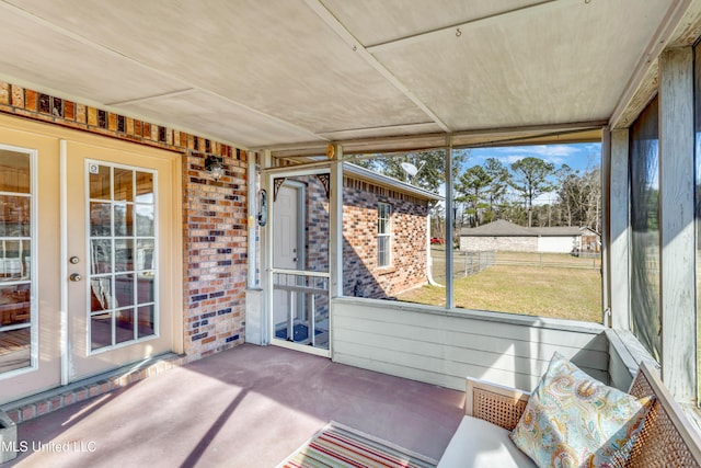 view of unfurnished sunroom