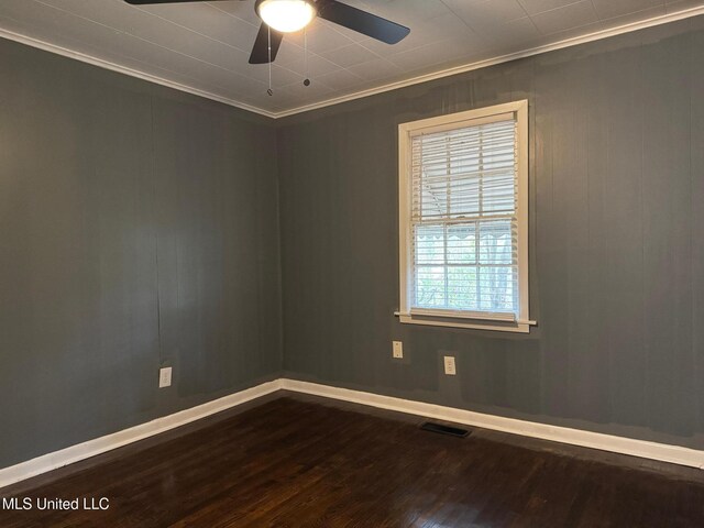 217 S Sunset Ter, Jackson, MS 39212 - unfurnished room with ceiling fan, wood-type flooring, and crown molding