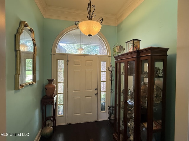302 Chatfield Cv, Madison, MS 39110 - foyer featuring dark wood finished floors and ornamental molding