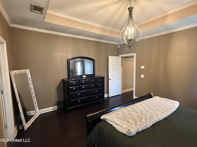 302 Chatfield Cv, Madison, MS 39110 - bedroom with dark wood-style flooring, baseboards, and a tray ceiling