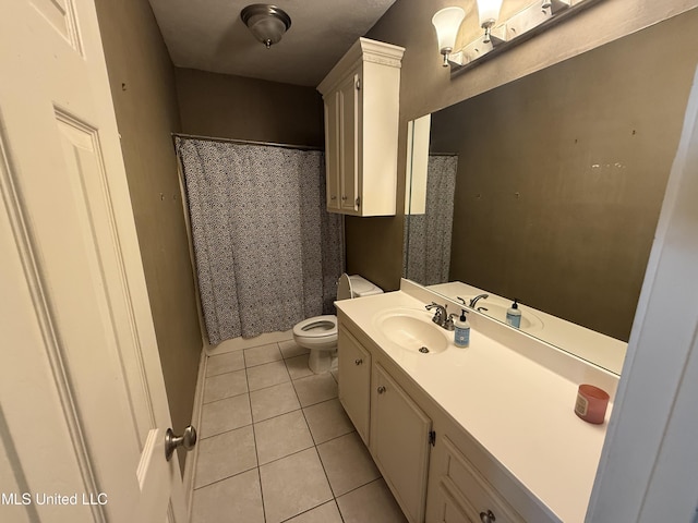 302 Chatfield Cv, Madison, MS 39110 - bathroom with tile patterned floors, vanity, toilet, and curtained shower