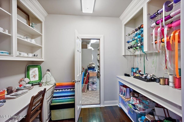 walk in closet featuring dark hardwood / wood-style floors