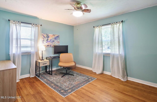 2709 Burma Dr, Pearl, MS 39208 - office space featuring wood finished floors, a ceiling fan, and plenty of natural light
