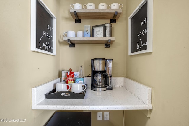 interior space featuring light stone countertops