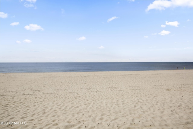 property view of water featuring a beach view