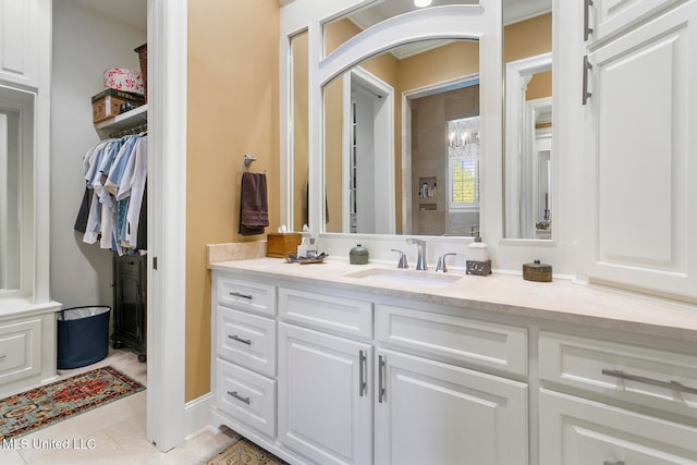 bathroom featuring vanity and tile patterned floors