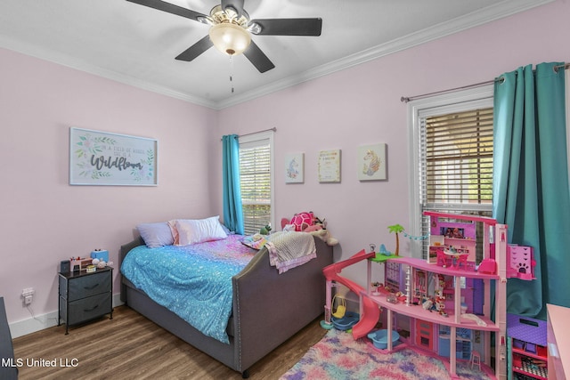 527 Pelahatchie Shore Dr, Brandon, MS 39047 - bedroom with crown molding, wood finished floors, and ceiling fan