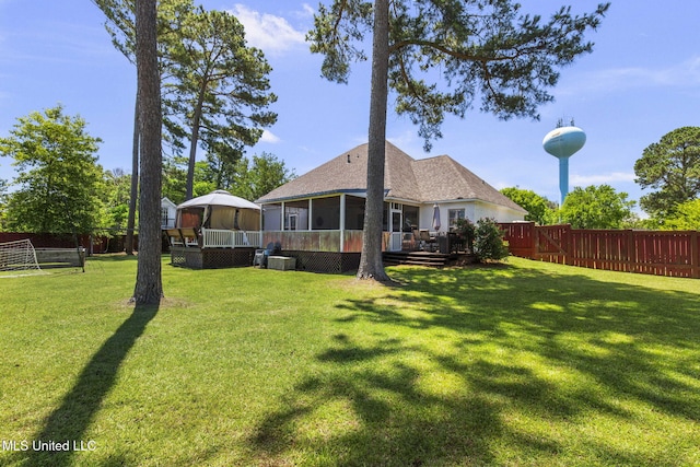 527 Pelahatchie Shore Dr, Brandon, MS 39047 - rear view of property with a sunroom and a wooden deck