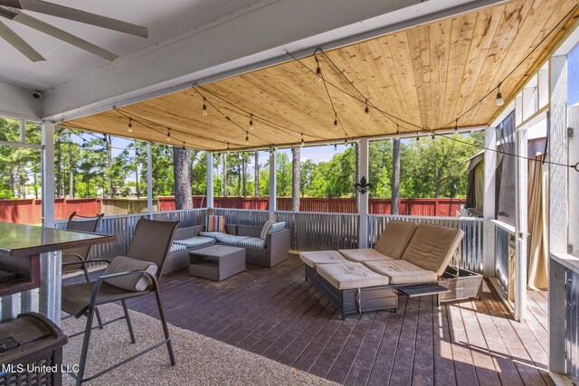 527 Pelahatchie Shore Dr, Brandon, MS 39047 - sunroom / solarium with ceiling fan and an outdoor hangout area