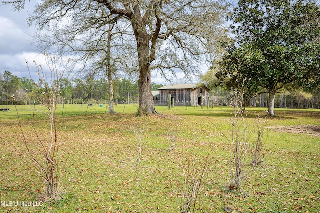 view of yard with an outdoor structure