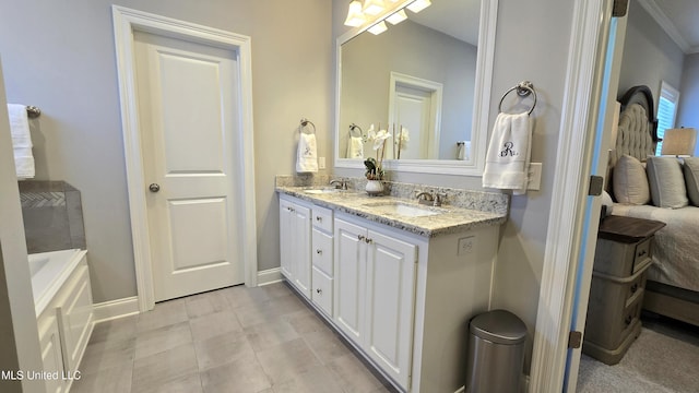 331 Emerald Way, Brandon, MS 39047 - full bath featuring double vanity, baseboards, and a bath