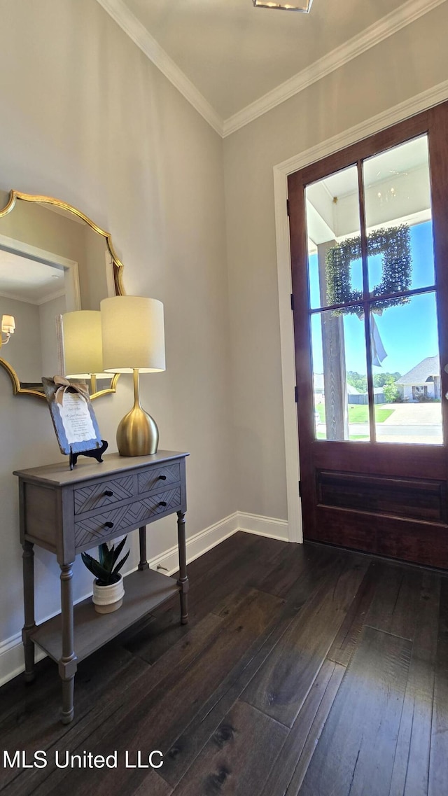 331 Emerald Way, Brandon, MS 39047 - foyer featuring dark wood-style flooring, crown molding, and baseboards