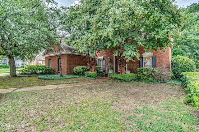 view of front of property with a front lawn