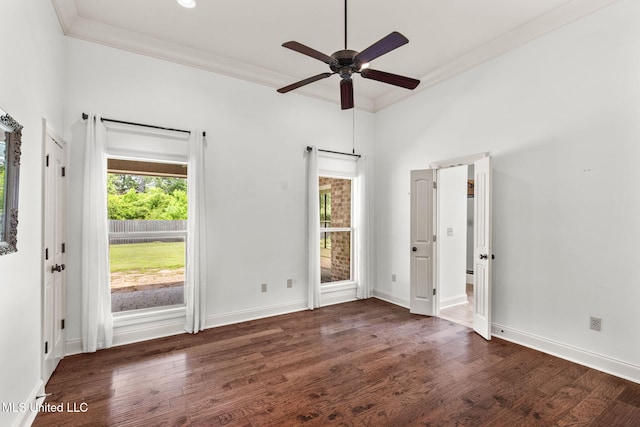 125 Rhodes Ln, Canton, MS 39046 - unfurnished bedroom with crown molding, wood finished floors, baseboards, and ceiling fan
