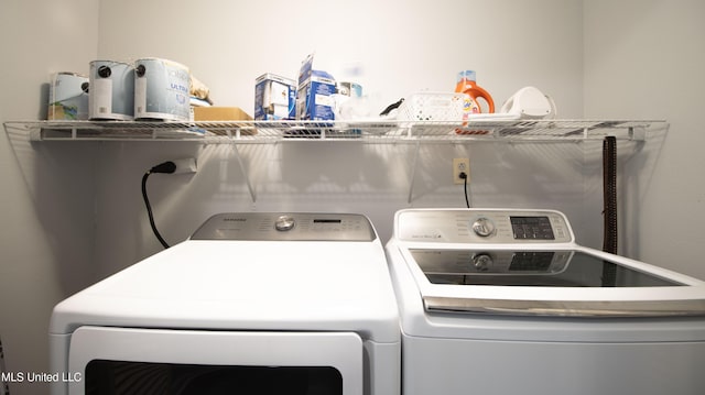 laundry area featuring washer and dryer